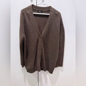Quince Cashmere Brown V-Neck Women's Cardigan